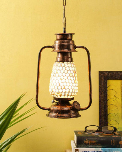 Mosaic Glass Lantern Hanging Lamp  For Living Room and Bedroom | 8 x 5 x 22.5 inches