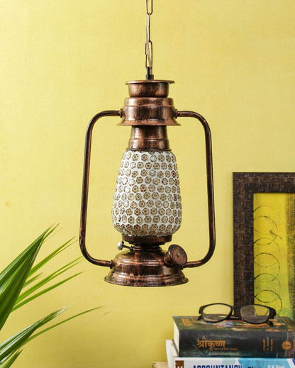 Mosaic Glass Lantern Hanging Lamp  For Living Room and Bedroom | 8 x 5 x 22.5 inches