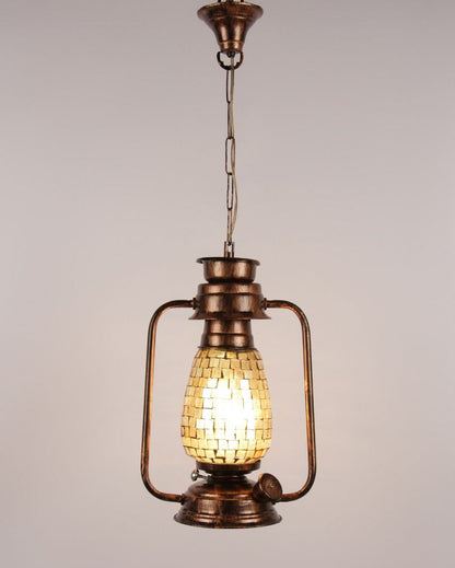 Unique Shiner Glass Lantern Hanging Lamp  For Living Room and Bedroom | 8 x 5 x 22.5 inches