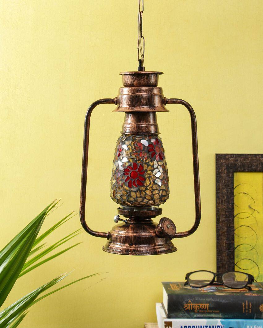 Blooming Glass Lantern Hanging Lamp  For Living Room and Bedroom | 8 x 5 x 22.5 inches