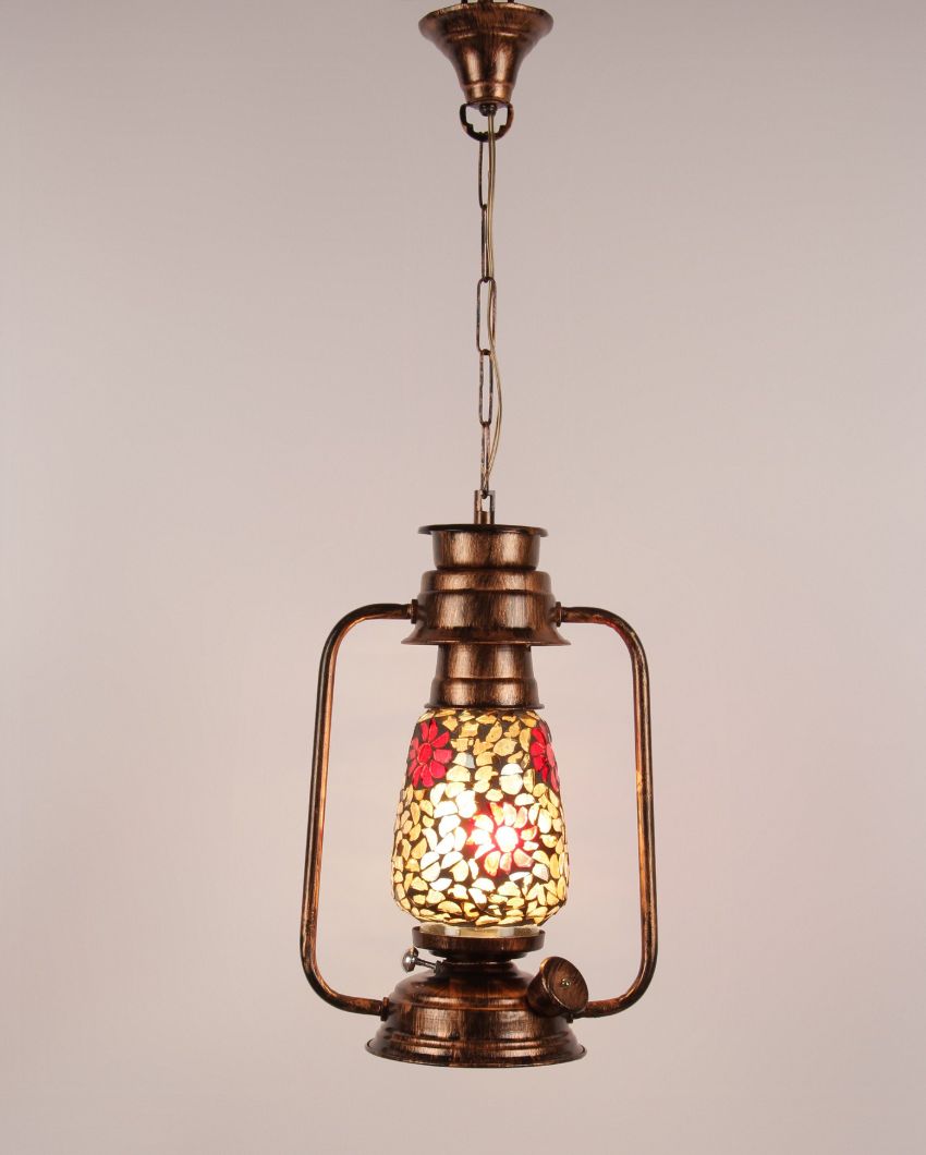 Blooming Glass Lantern Hanging Lamp  For Living Room and Bedroom | 8 x 5 x 22.5 inches