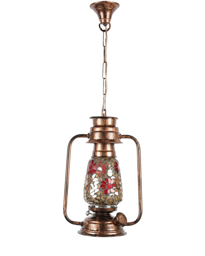 Blooming Glass Lantern Hanging Lamp  For Living Room and Bedroom | 8 x 5 x 22.5 inches