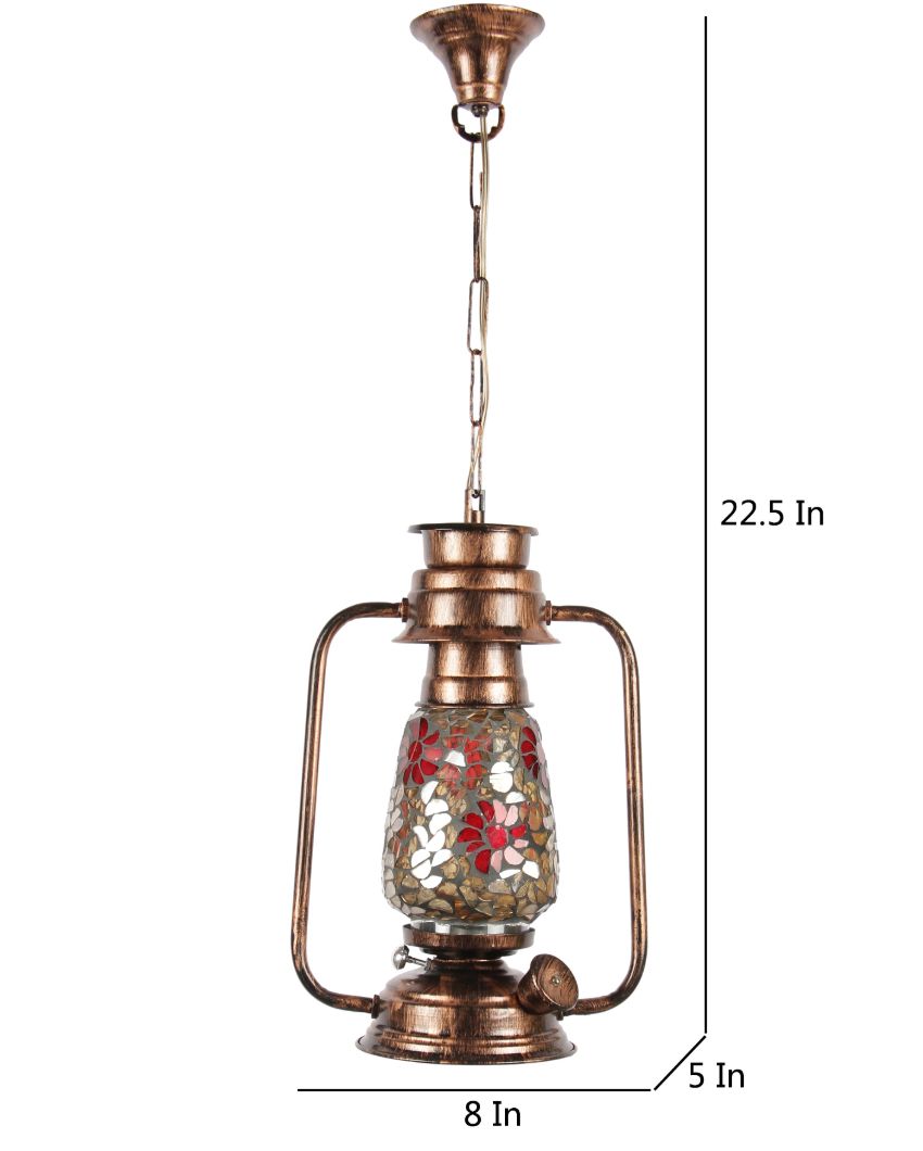 Blooming Glass Lantern Hanging Lamp  For Living Room and Bedroom | 8 x 5 x 22.5 inches