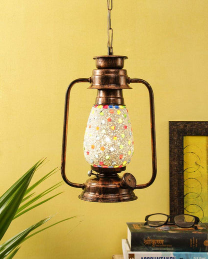 Stars Glass Lantern Hanging Lamp  For Living Room and Bedroom | 8 x 5 x 22.5 inches