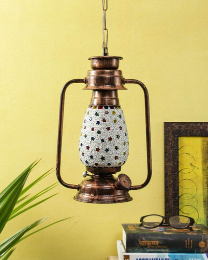 Stars Glass Lantern Hanging Lamp  For Living Room and Bedroom | 8 x 5 x 22.5 inches