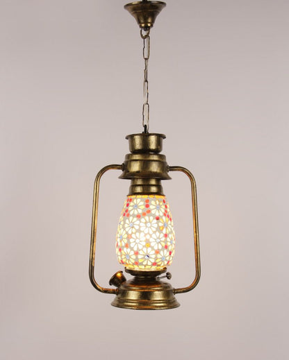 Antique Design Glass Lantern Hanging Lamp  For Living Room and Bedroom | 8 x 5 x 22.5 inches