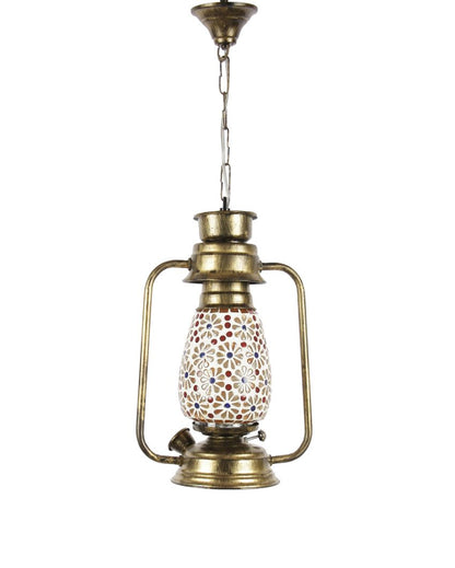 Antique Design Glass Lantern Hanging Lamp  For Living Room and Bedroom | 8 x 5 x 22.5 inches