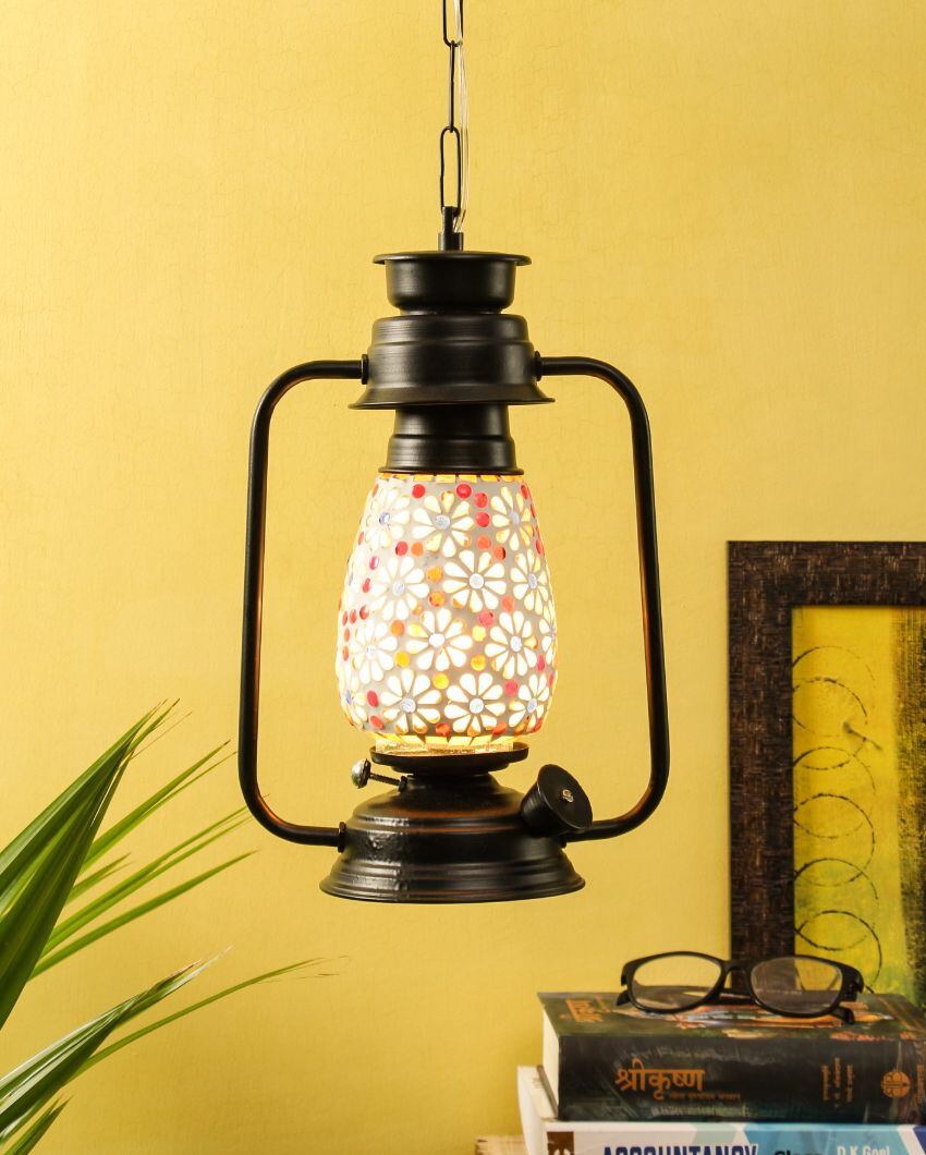 Antique Design Glass Lantern Hanging Lamp  For Living Room and Bedroom | 8 x 5 x 22.5 inches