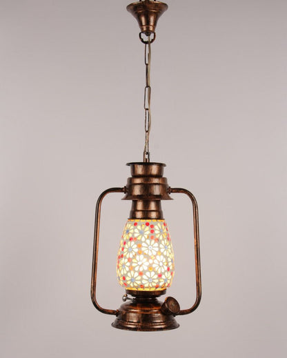 Antique Design Glass Lantern Hanging Lamp  For Living Room and Bedroom | 8 x 5 x 22.5 inches