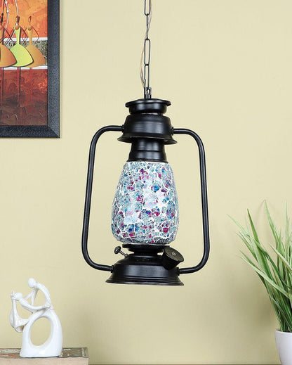 Stylish Design Glass Lantern Hanging Lamp  For Living Room and Bedroom | 8 x 5 x 22.5 inches