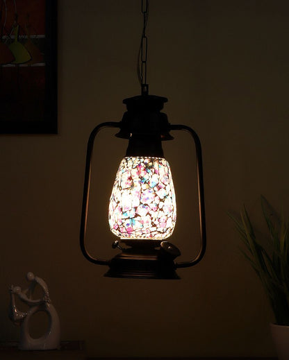 Stylish Design Glass Lantern Hanging Lamp  For Living Room and Bedroom | 8 x 5 x 22.5 inches