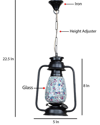 Stylish Design Glass Lantern Hanging Lamp  For Living Room and Bedroom | 8 x 5 x 22.5 inches