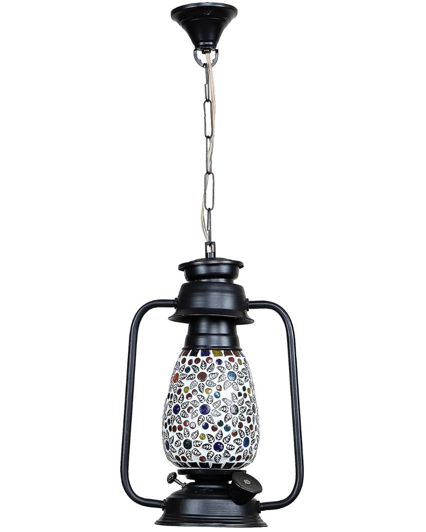 Contemporary Design Glass Lantern Hanging Lamp  For Living Room and Bedroom | 8 x 5 x 22.5 inches