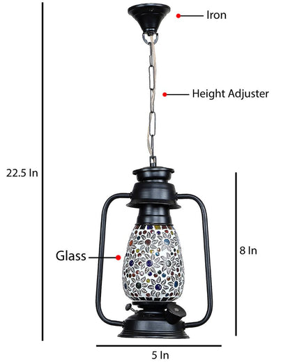 Contemporary Design Glass Lantern Hanging Lamp  For Living Room and Bedroom | 8 x 5 x 22.5 inches