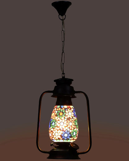 Contemporary Design Glass Lantern Hanging Lamp  For Living Room and Bedroom | 8 x 5 x 22.5 inches