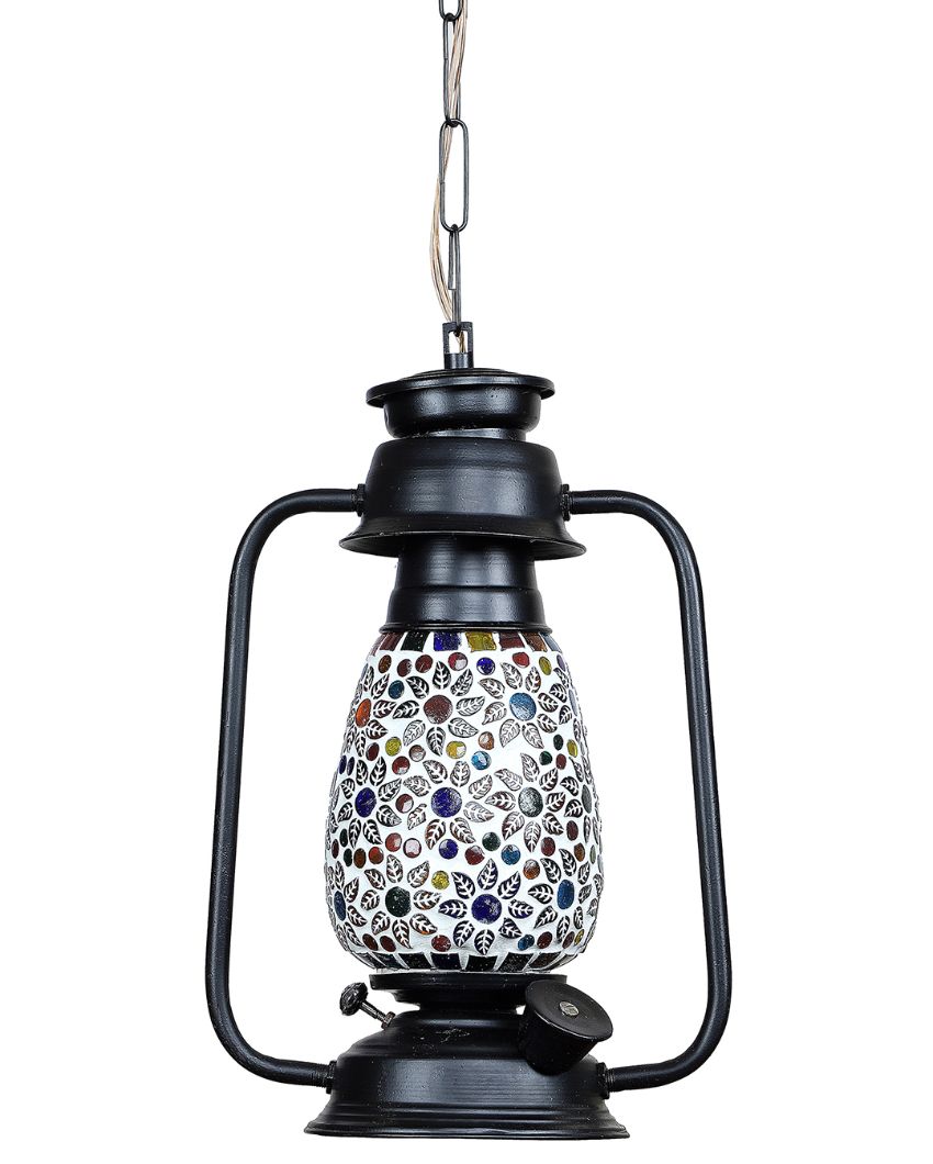 Contemporary Design Glass Lantern Hanging Lamp  For Living Room and Bedroom | 8 x 5 x 22.5 inches