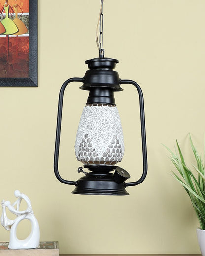 Modern Design Glass Lantern Hanging Lamp  For Living Room and Bedroom | 8 x 5 x 22.5 inches