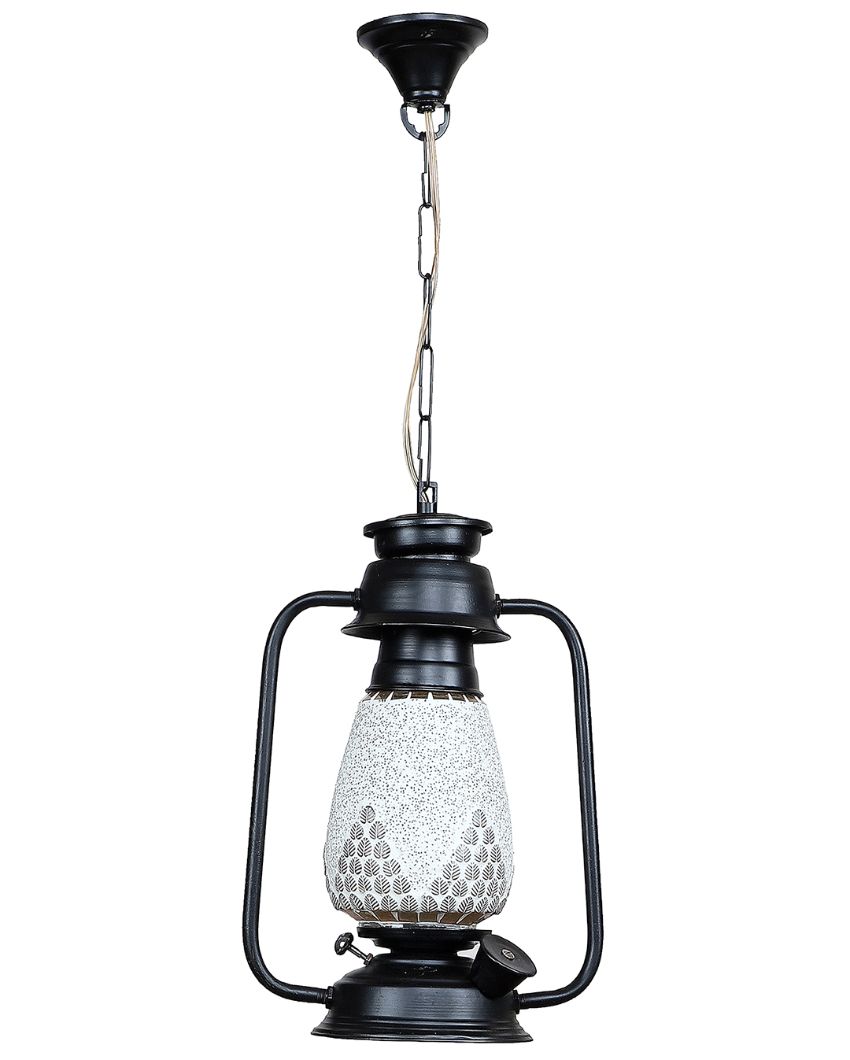 Modern Design Glass Lantern Hanging Lamp  For Living Room and Bedroom | 8 x 5 x 22.5 inches