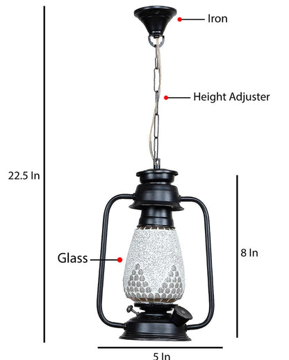 Modern Design Glass Lantern Hanging Lamp  For Living Room and Bedroom | 8 x 5 x 22.5 inches