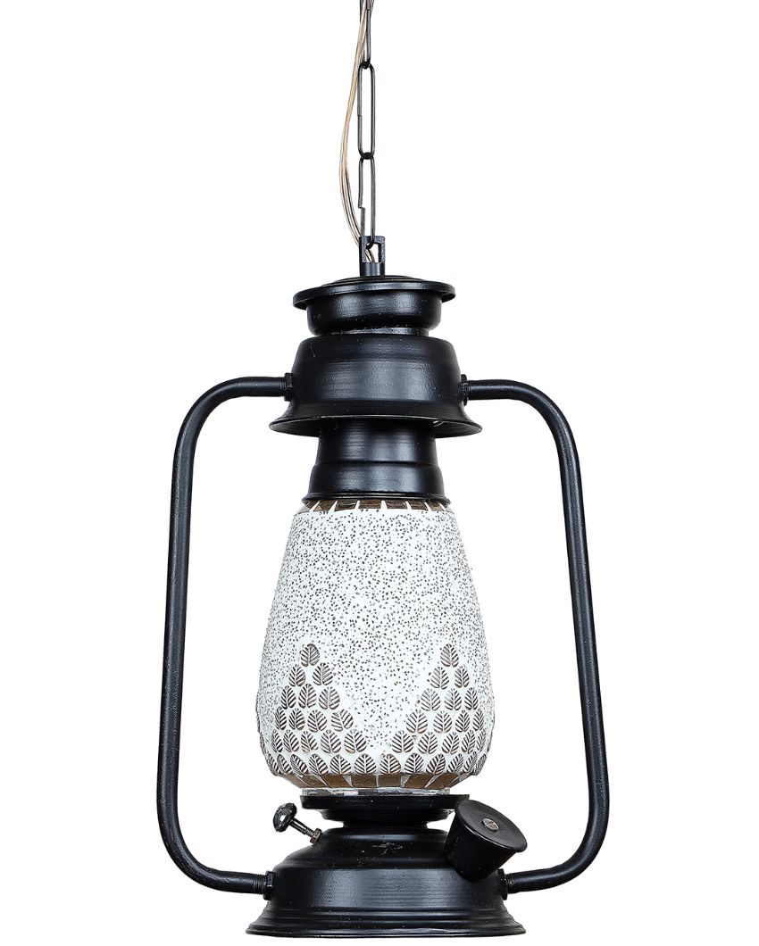 Modern Design Glass Lantern Hanging Lamp  For Living Room and Bedroom | 8 x 5 x 22.5 inches