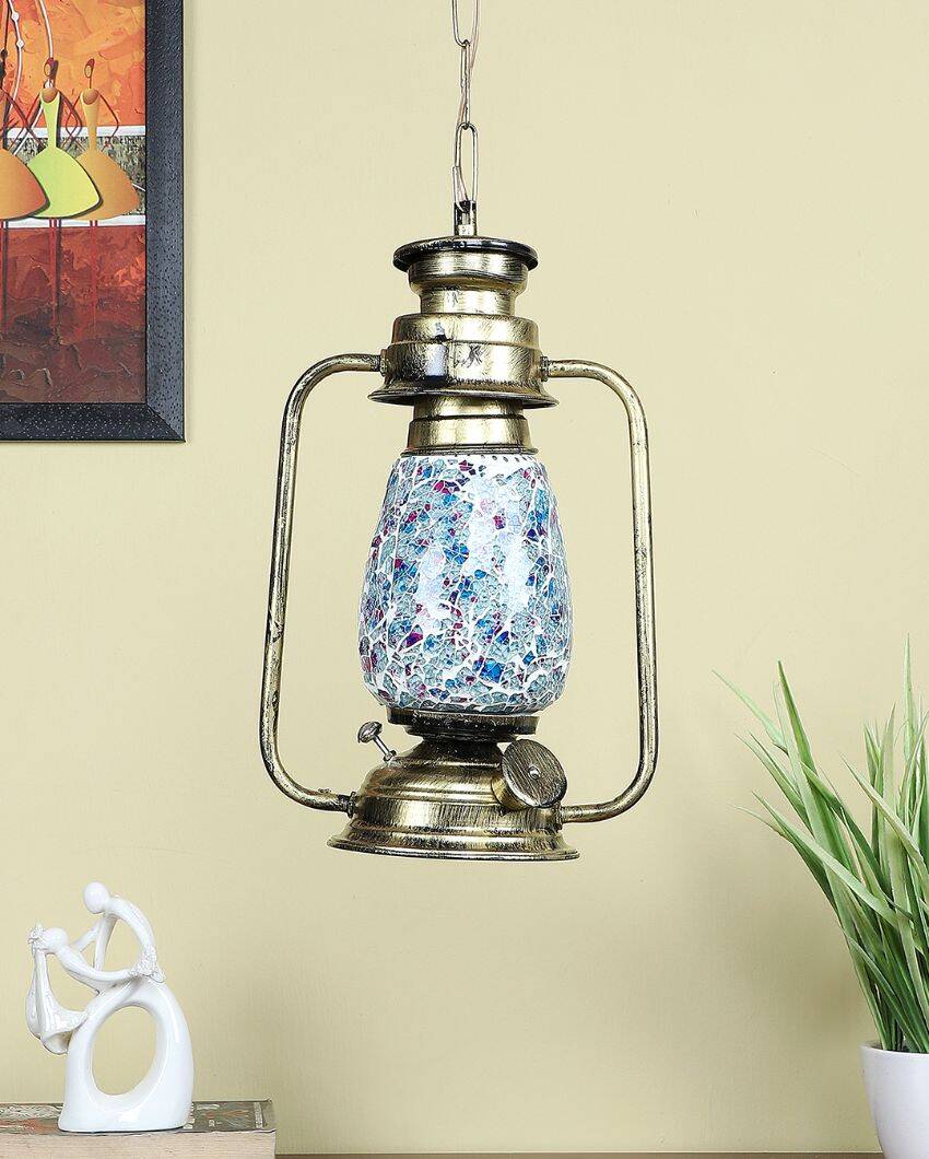 Stylish Design Glass Lantern Hanging Lamp  For Living Room and Bedroom | 8 x 5 x 22.5 inches