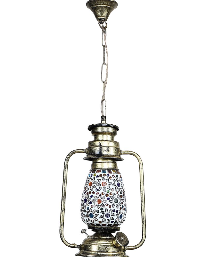 Contemporary Design Glass Lantern Hanging Lamp  For Living Room and Bedroom | 8 x 5 x 22.5 inches