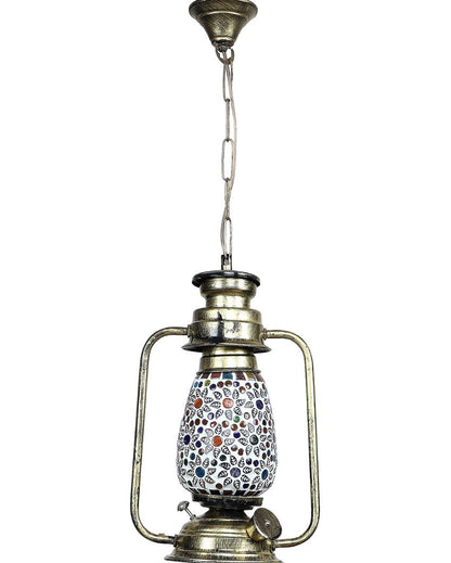 Contemporary Design Glass Lantern Hanging Lamp  For Living Room and Bedroom | 8 x 5 x 22.5 inches