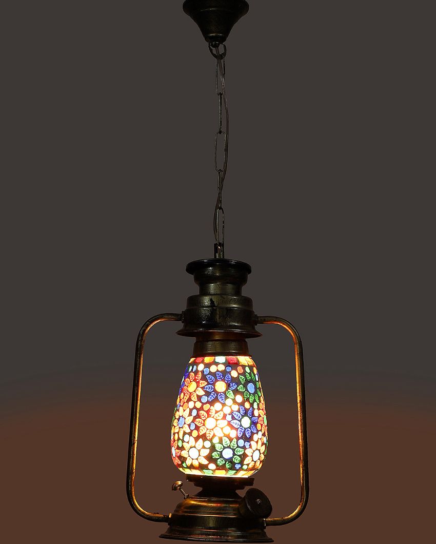 Contemporary Design Glass Lantern Hanging Lamp  For Living Room and Bedroom | 8 x 5 x 22.5 inches