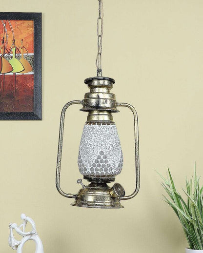 Modern Design Glass Lantern Hanging Lamp  For Living Room and Bedroom | 8 x 5 x 22.5 inches