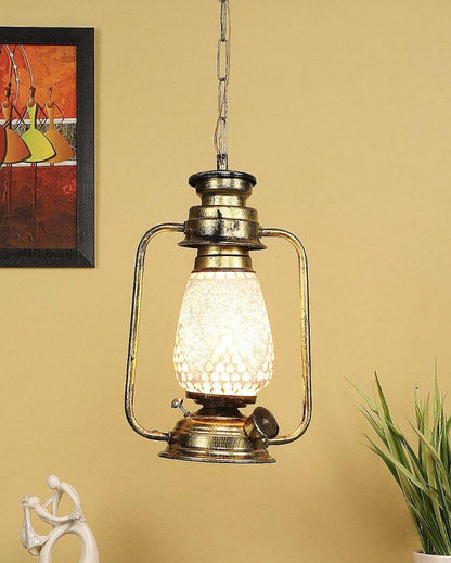 Modern Design Glass Lantern Hanging Lamp  For Living Room and Bedroom | 8 x 5 x 22.5 inches