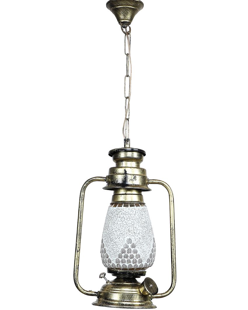 Modern Design Glass Lantern Hanging Lamp  For Living Room and Bedroom | 8 x 5 x 22.5 inches