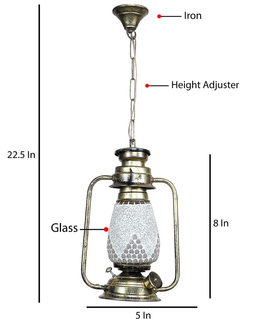 Modern Design Glass Lantern Hanging Lamp  For Living Room and Bedroom | 8 x 5 x 22.5 inches