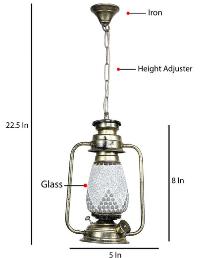 Modern Design Glass Lantern Hanging Lamp  For Living Room and Bedroom | 8 x 5 x 22.5 inches