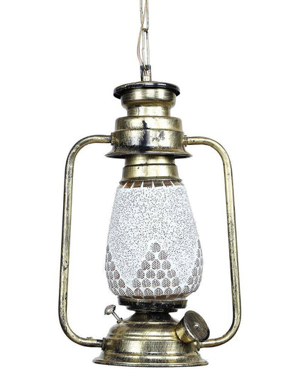 Modern Design Glass Lantern Hanging Lamp  For Living Room and Bedroom | 8 x 5 x 22.5 inches