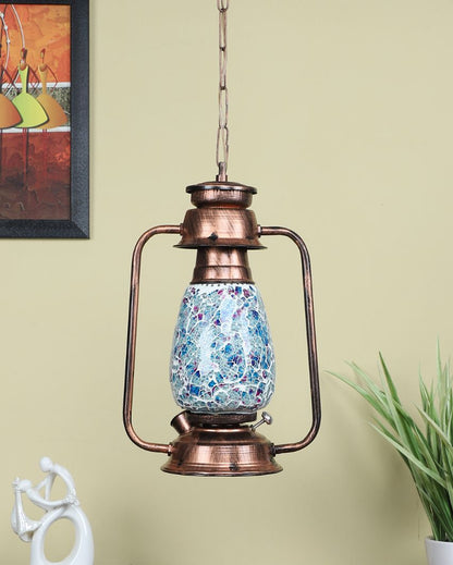 Stylish Design Glass Lantern Hanging Lamp  For Living Room and Bedroom | 8 x 5 x 22.5 inches