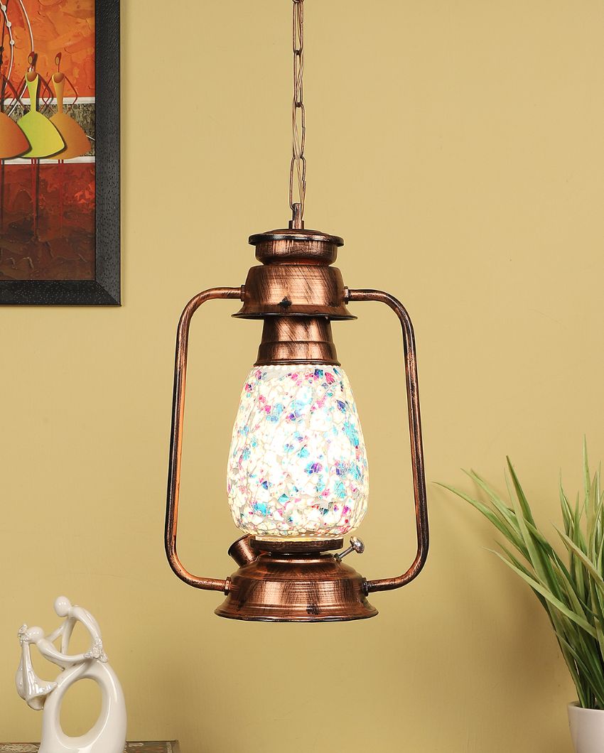 Stylish Design Glass Lantern Hanging Lamp  For Living Room and Bedroom | 8 x 5 x 22.5 inches