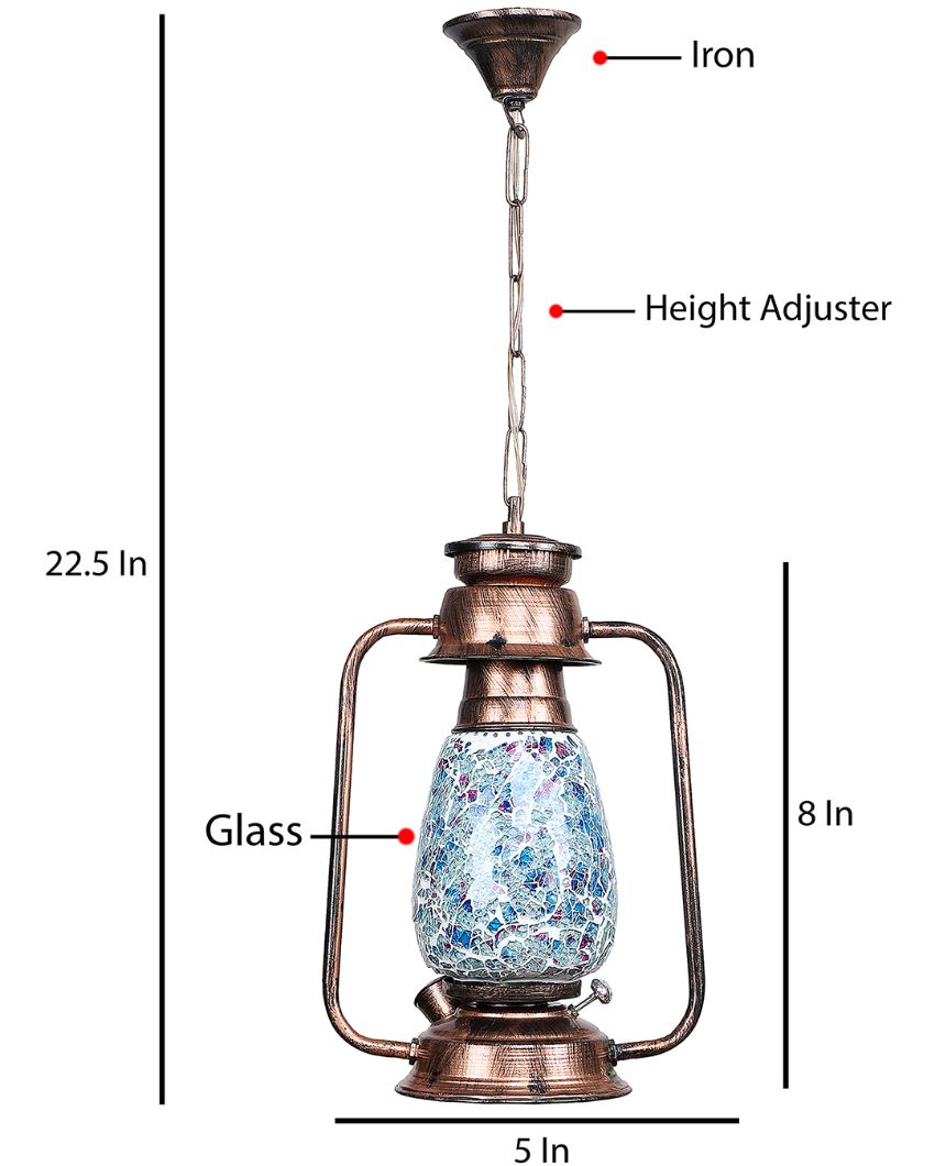 Stylish Design Glass Lantern Hanging Lamp  For Living Room and Bedroom | 8 x 5 x 22.5 inches