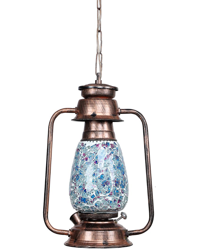 Stylish Design Glass Lantern Hanging Lamp  For Living Room and Bedroom | 8 x 5 x 22.5 inches