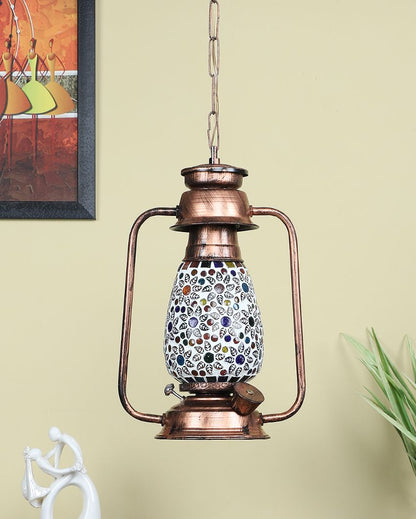 Contemporary Design Glass Lantern Hanging Lamp  For Living Room and Bedroom | 8 x 5 x 22.5 inches