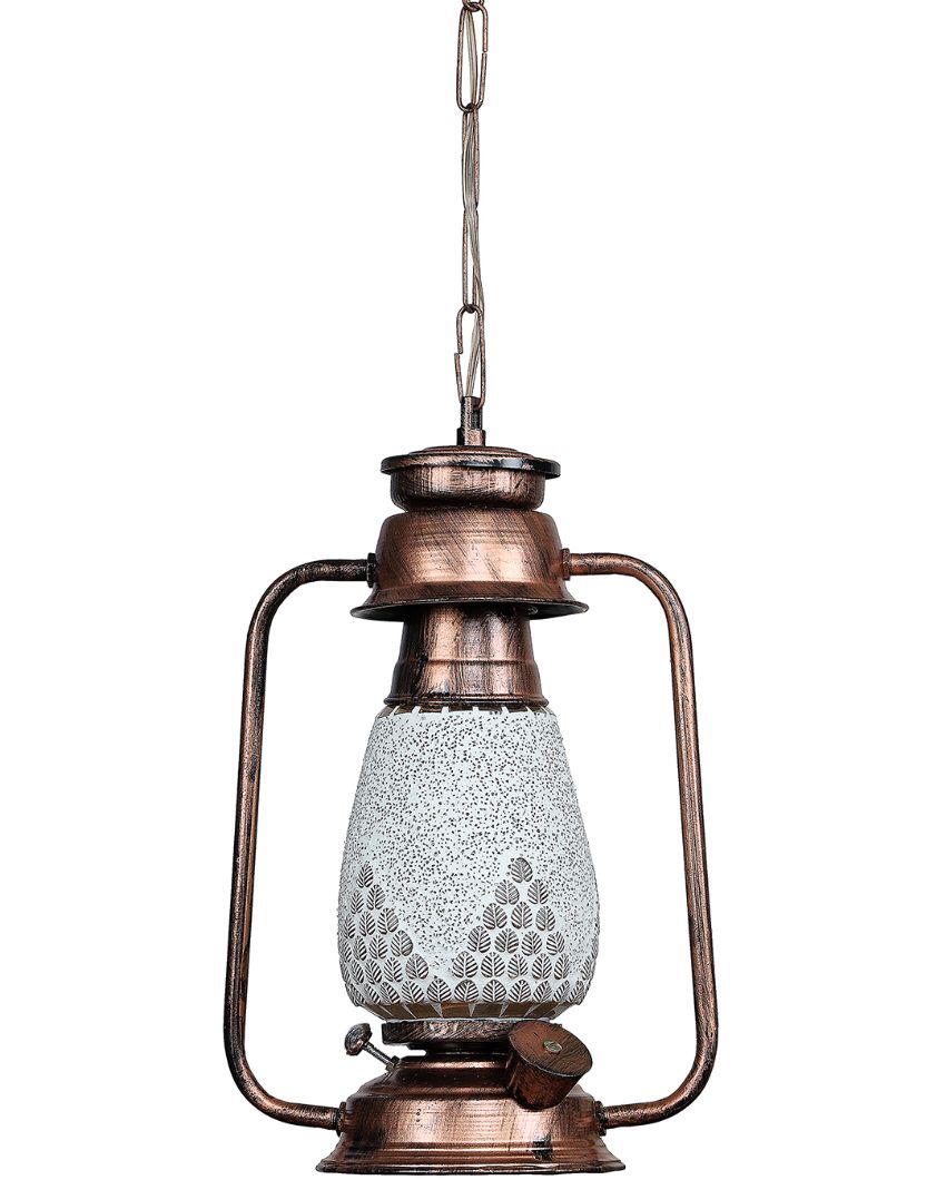 Contemporary Design Glass Lantern Hanging Lamp  For Living Room and Bedroom | 8 x 5 x 22.5 inches