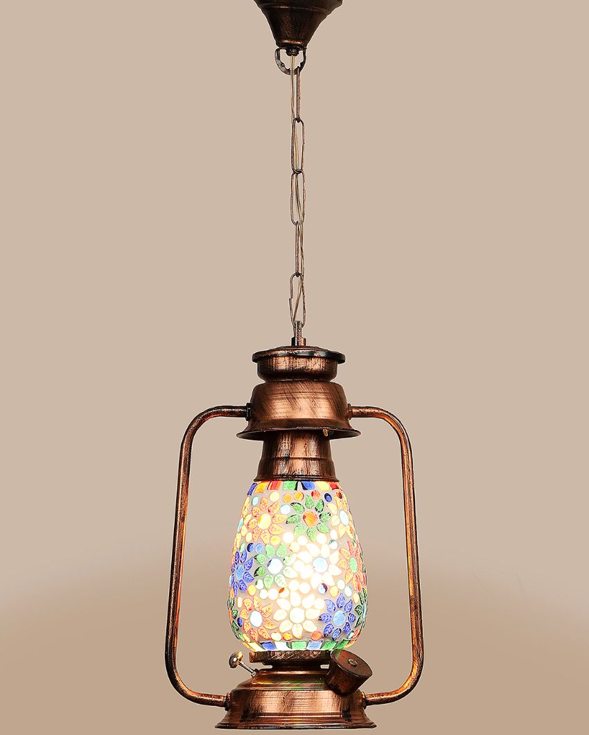 Contemporary Design Glass Lantern Hanging Lamp  For Living Room and Bedroom | 8 x 5 x 22.5 inches