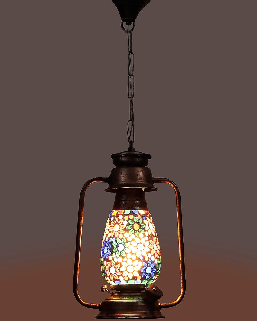 Contemporary Design Glass Lantern Hanging Lamp  For Living Room and Bedroom | 8 x 5 x 22.5 inches