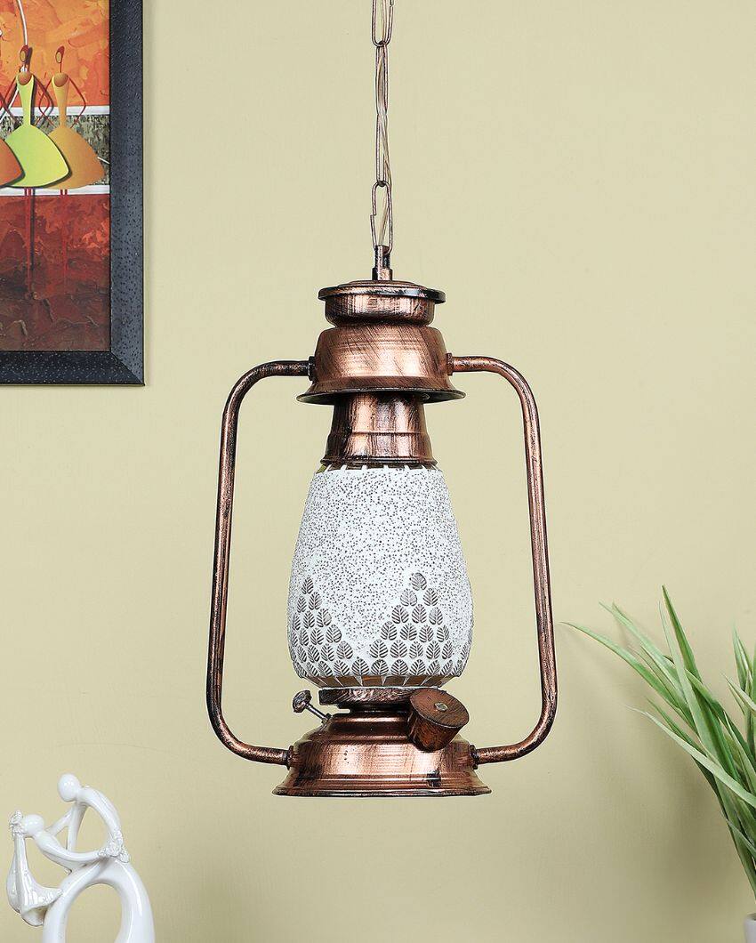 Modern Design Glass Lantern Hanging Lamp  For Living Room and Bedroom | 8 x 5 x 22.5 inches