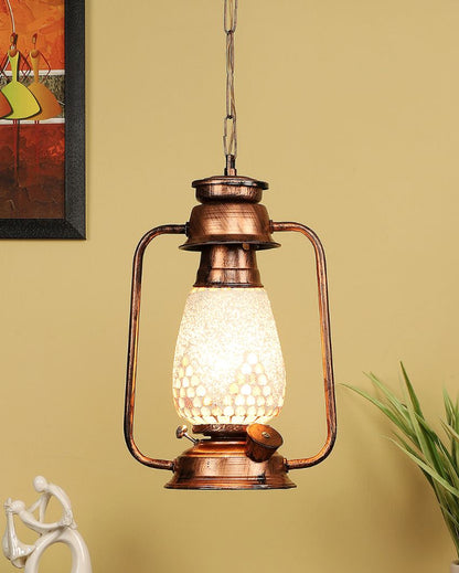 Modern Design Glass Lantern Hanging Lamp  For Living Room and Bedroom | 8 x 5 x 22.5 inches