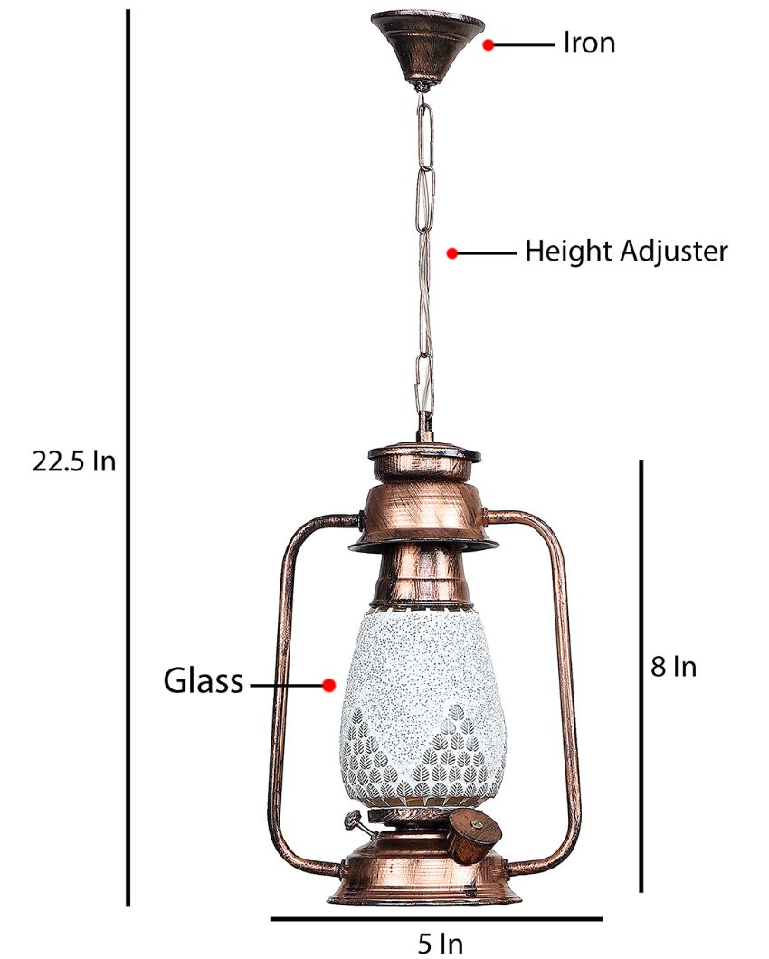 Modern Design Glass Lantern Hanging Lamp  For Living Room and Bedroom | 8 x 5 x 22.5 inches