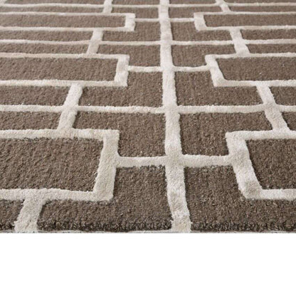 Brown Wool Lineation Hand Tufted Rug Carpet