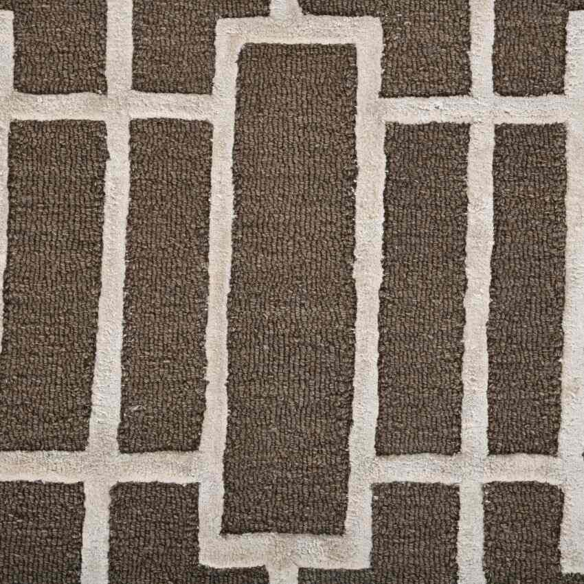 Brown Wool Lineation Hand Tufted Rug Carpet