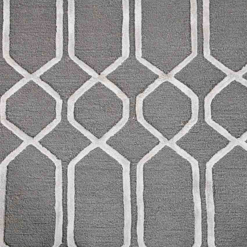 Silver Wool Lineation Hand Tufted Rug Carpet