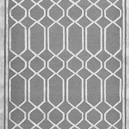 Silver Wool Lineation Hand Tufted Rug Carpet