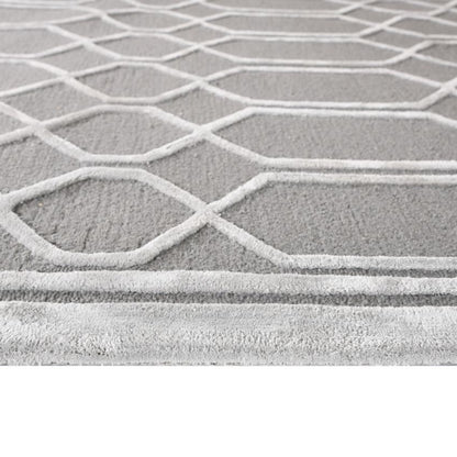 Silver Wool Lineation Hand Tufted Rug Carpet